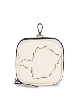 Bolsinha Mapa Collab Made in Beaga Couro Adô  Cor Branco Latte