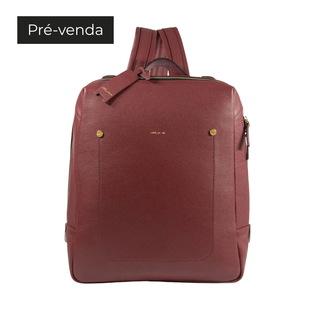 MOCHILA BLOCK GRANDE COURO ADÔ COR FRAMBOESA