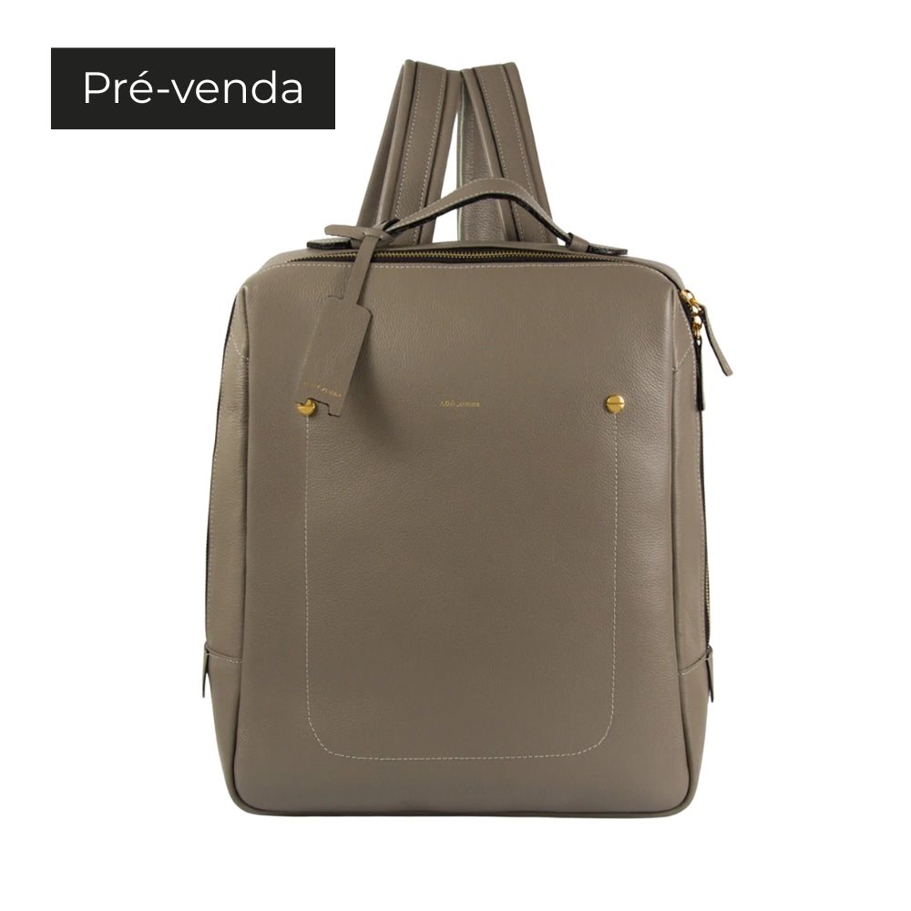 MOCHILA BLOCK GRANDE COURO ADÔ COR CINZA FENDI