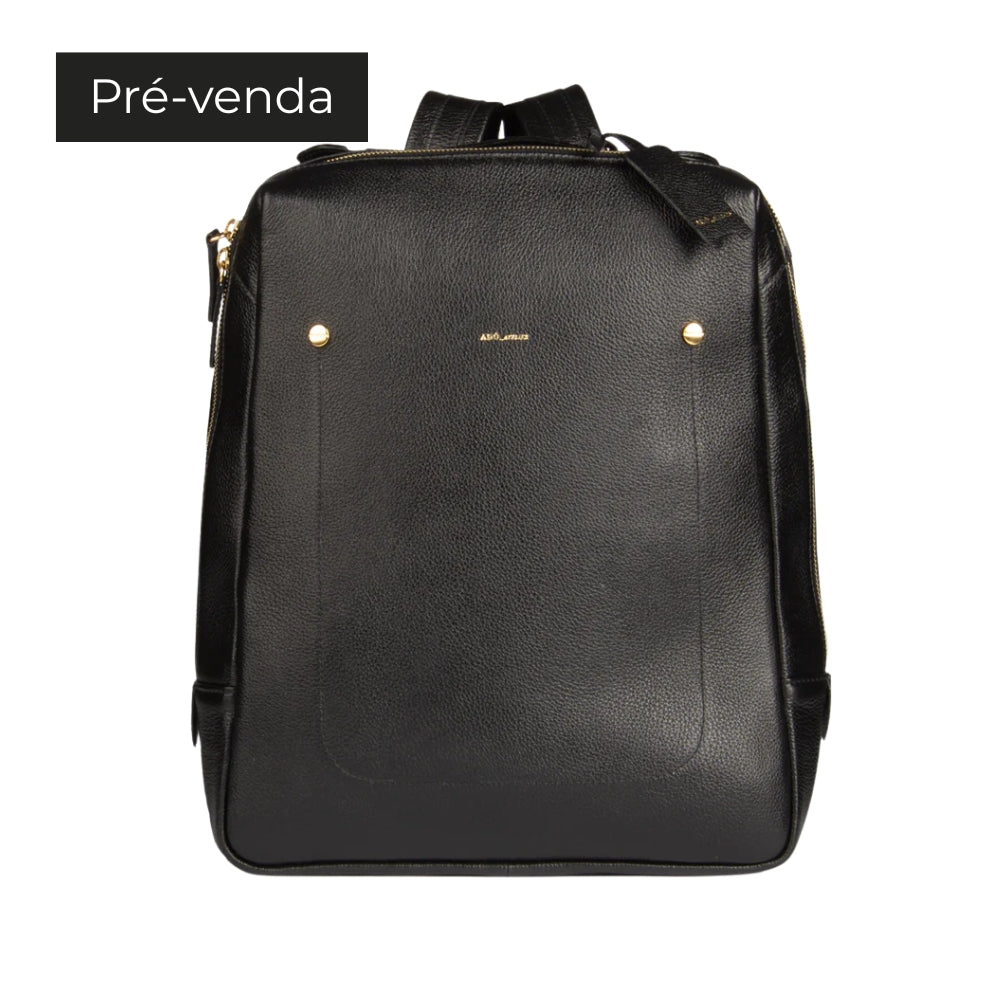 MOCHILA BLOCK GRANDE COURO ADÔ COR PRETO