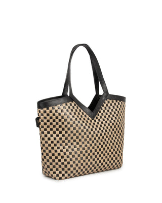 Bolsa Tote Sheila Ráfia Quadriculada