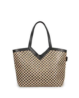 Bolsa Tote Sheila Ráfia Quadriculada