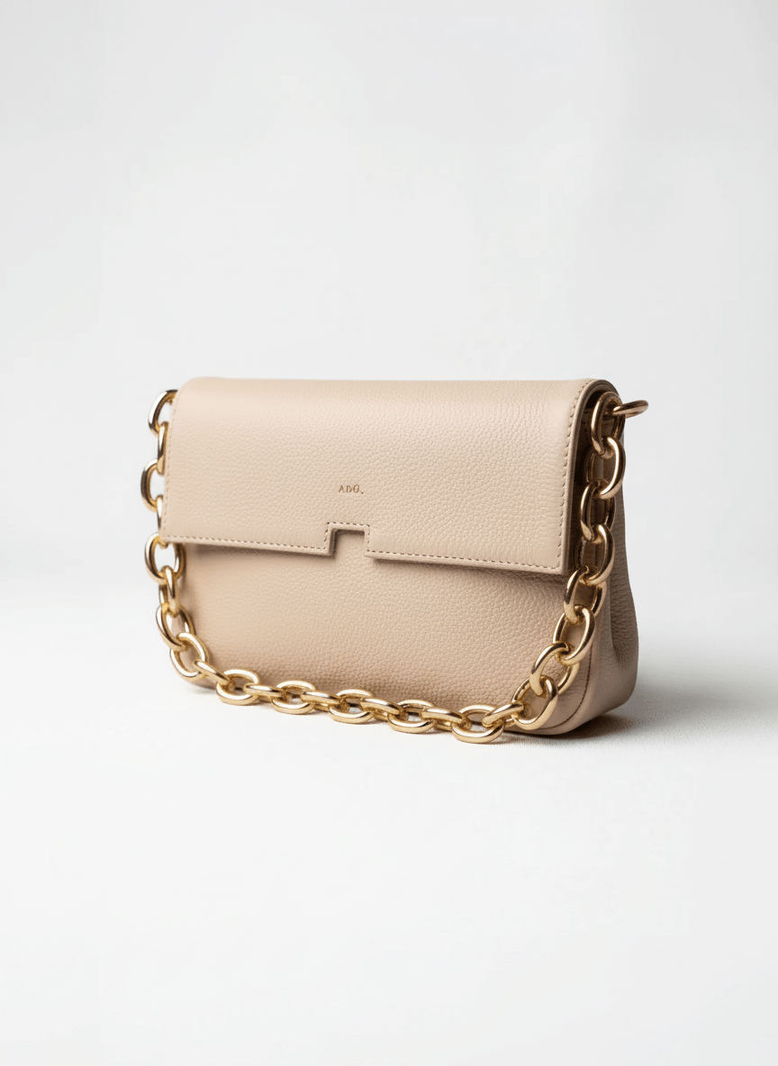 Bolsa Clutch Mandi Collab Amanda Couro Adô Cor Creme Brulee