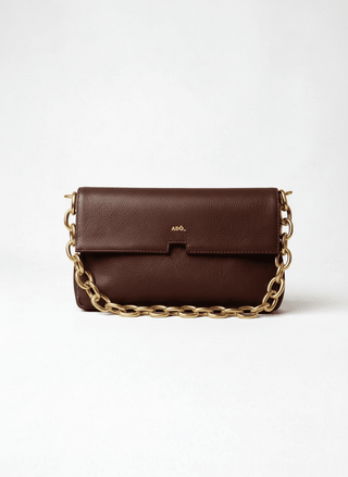 Bolsa Clutch Mandi Collab Amanda Couro Adô Cor Marrom Cacau