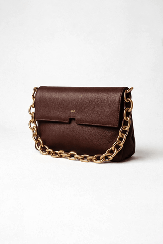 Bolsa Clutch Mandi Collab Amanda Couro Adô Cor Marrom Cacau