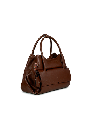 Bolsa Collab Amanda Média Couro Adô Cor Marrom Cacau