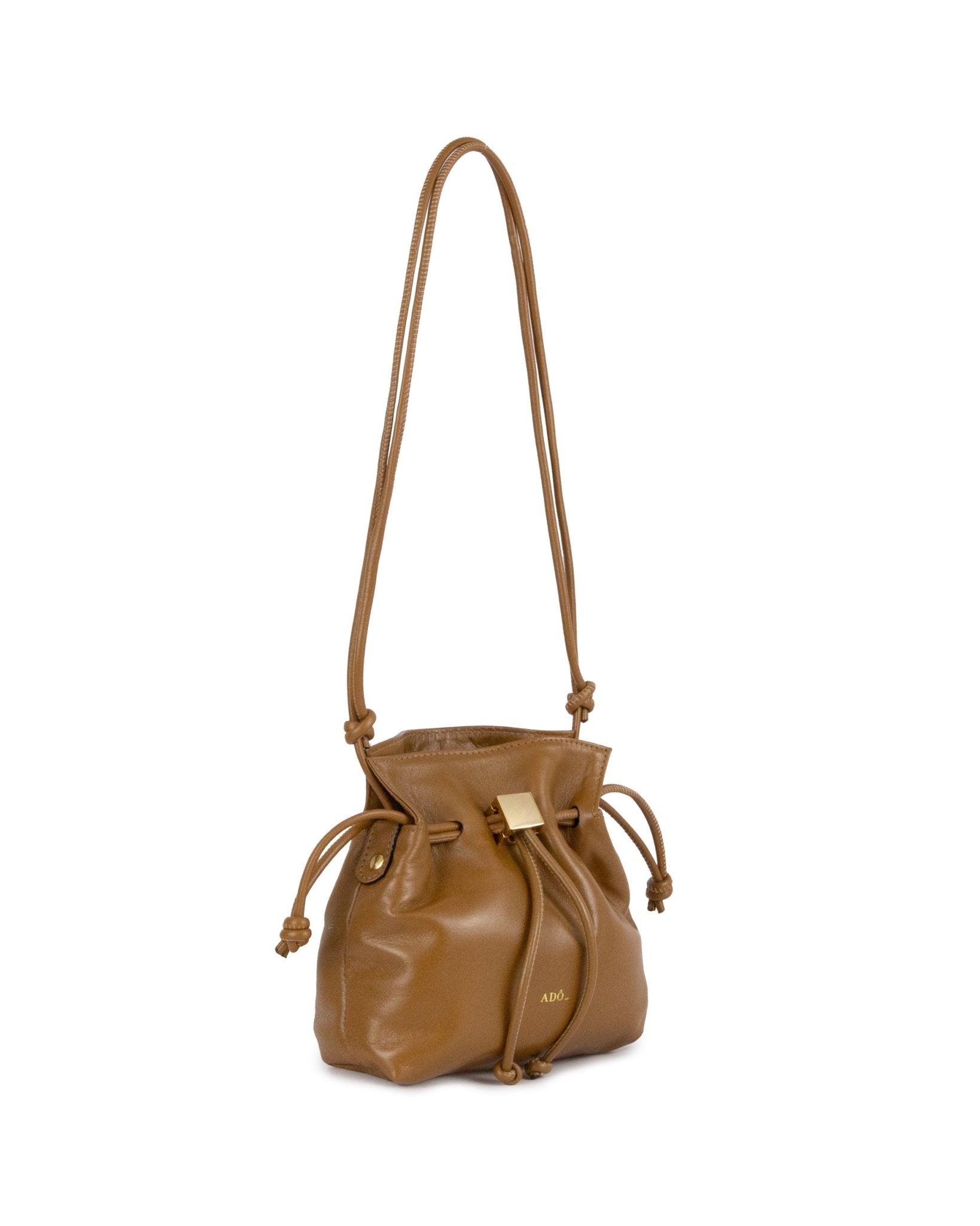 Bolsa Bucket Cubo Couro Adô Cor Caramelo - ADÔ