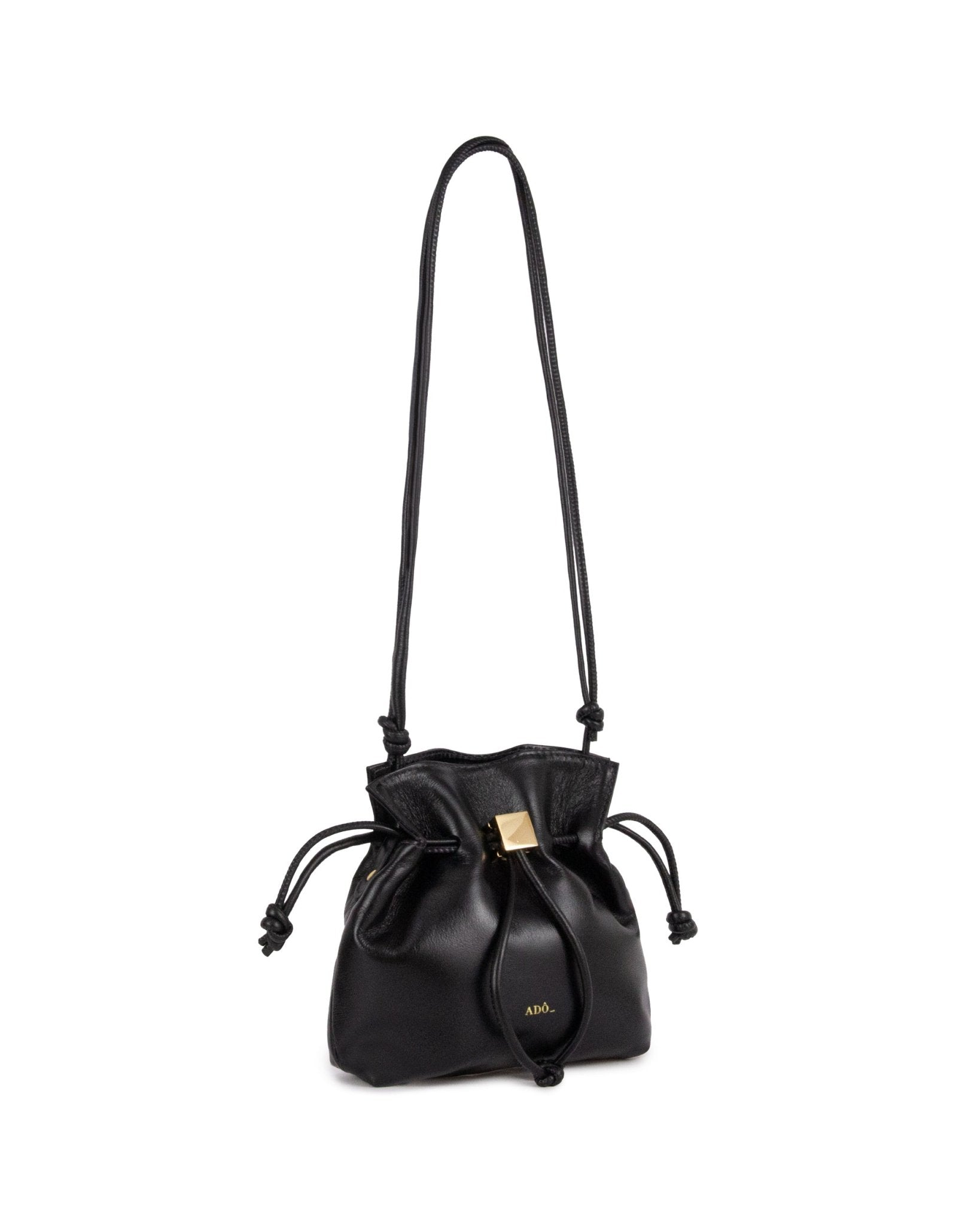 Bolsa Bucket Cubo Couro Adô Cor Preto - ADÔ