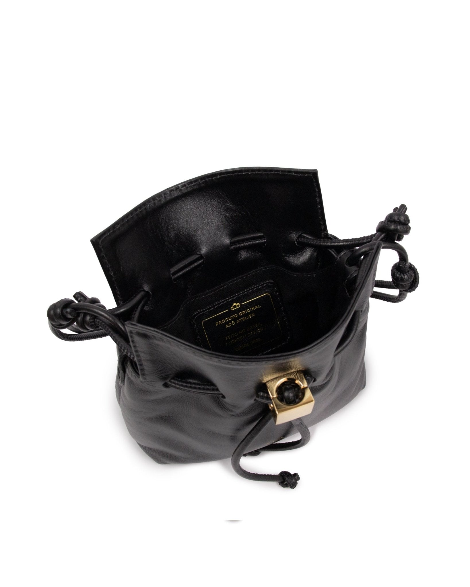 Bolsa Bucket Cubo Couro Adô Cor Preto - ADÔ