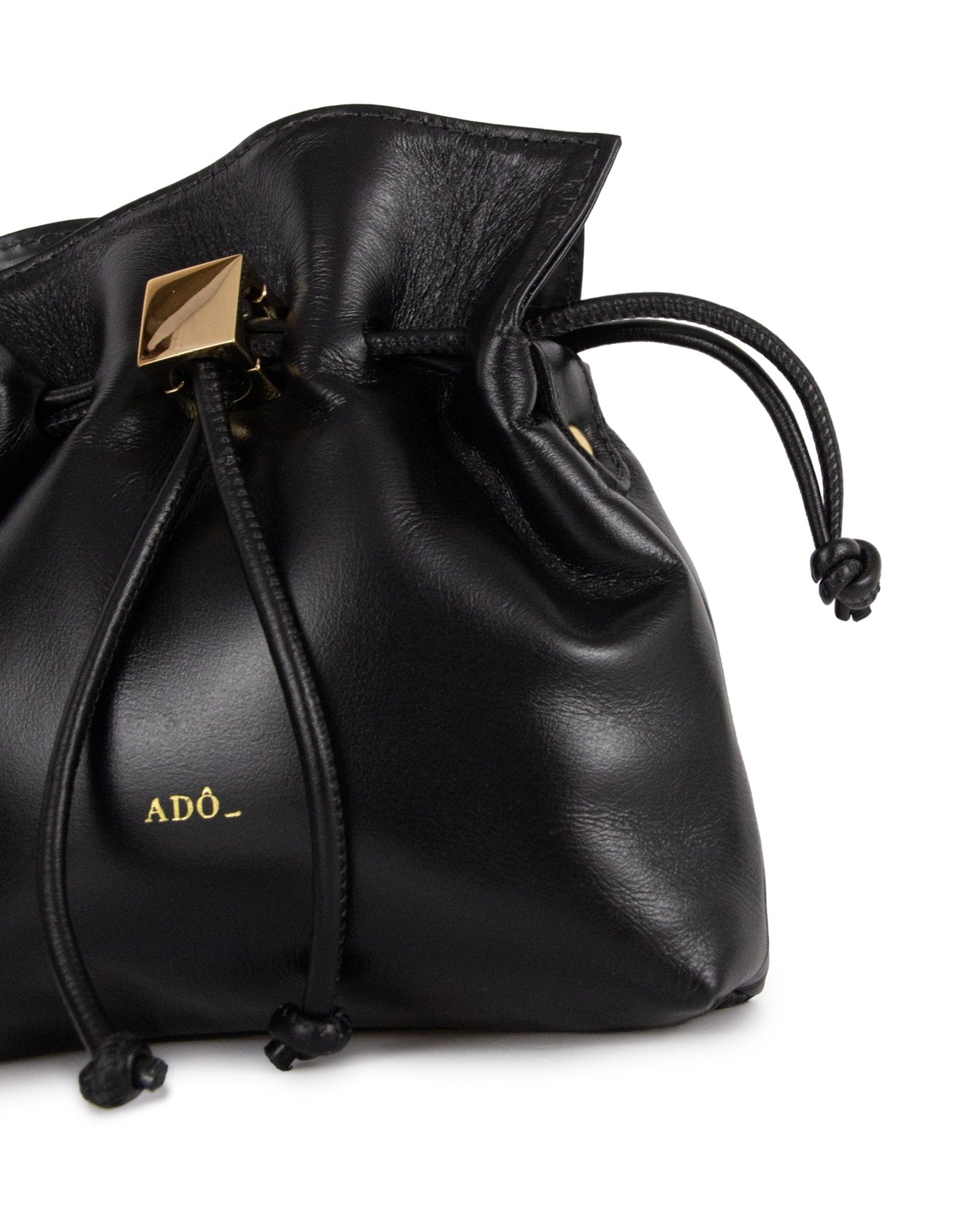 Bolsa Bucket Cubo Couro Adô Cor Preto - ADÔ