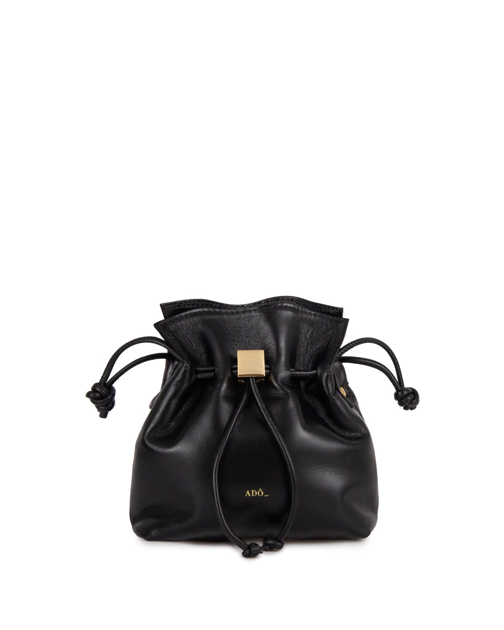 Bolsa Bucket Cubo Couro Adô Cor Preto - ADÔ