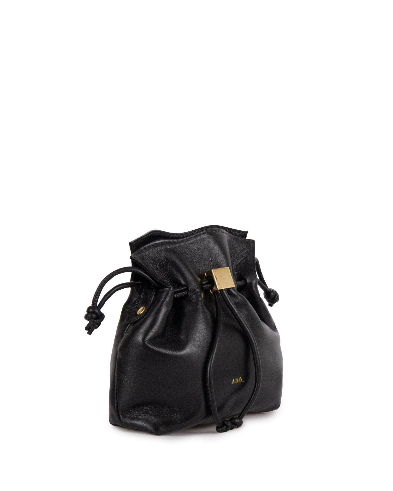 Bolsa Bucket Cubo Couro Adô Cor Preto - ADÔ