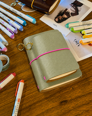 Caderno Journal A6 Couro Adô Cor Cinza Fendi