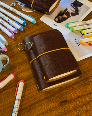 Caderno Journal A7 Couro Adô Cor Marrom Cacau