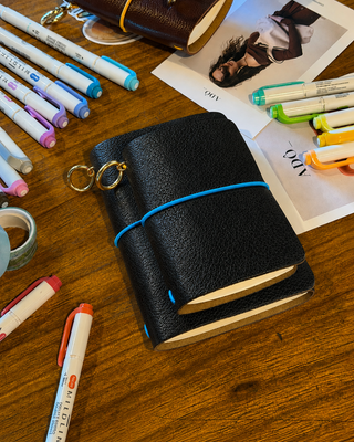 Caderno Journal A7 Couro Adô Cor Preto