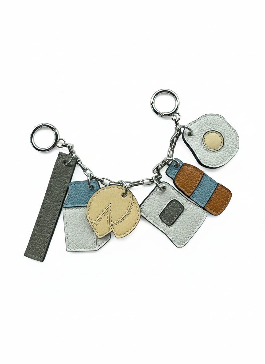 Chaveiro Receita Pao de Queijo Collab Made in Beaga Couro Adô