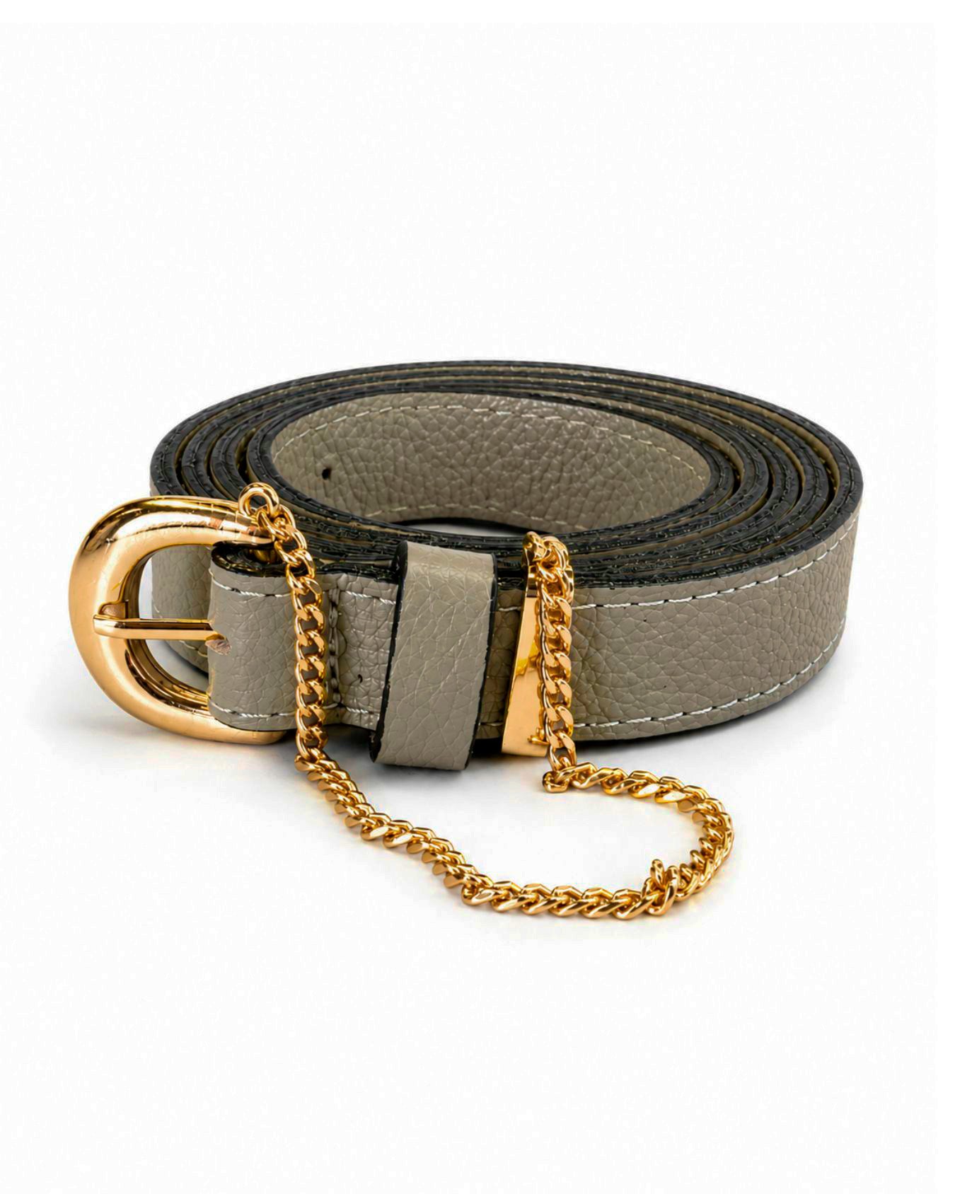 Cinto Corrente Loop Couro Adô Cor Cinza Fendi