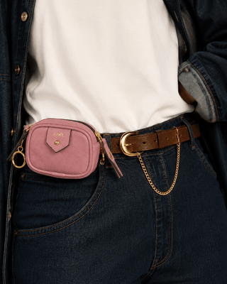 Mini Bag Charm Cla Couro Adô Cor Rosa Mauve - ADÔ