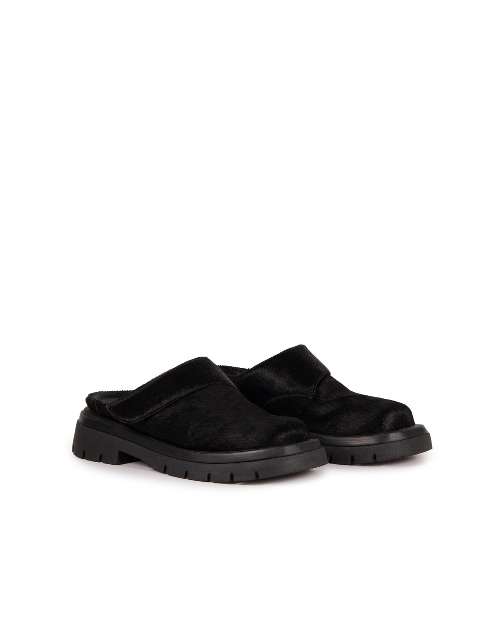 Clog Iris Couro com Pelo Adô Cor Preto
