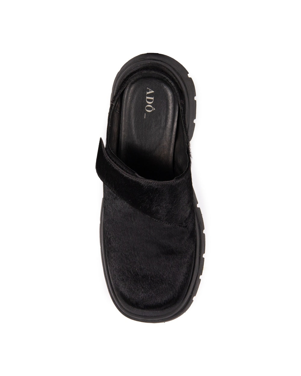 Clog Iris Couro com Pelo Adô Cor Preto