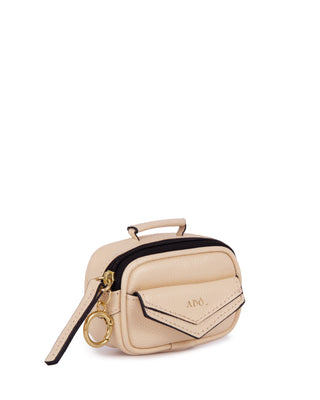 Mini Bag Charm Brick Couro Adô Cor Creme Brulee