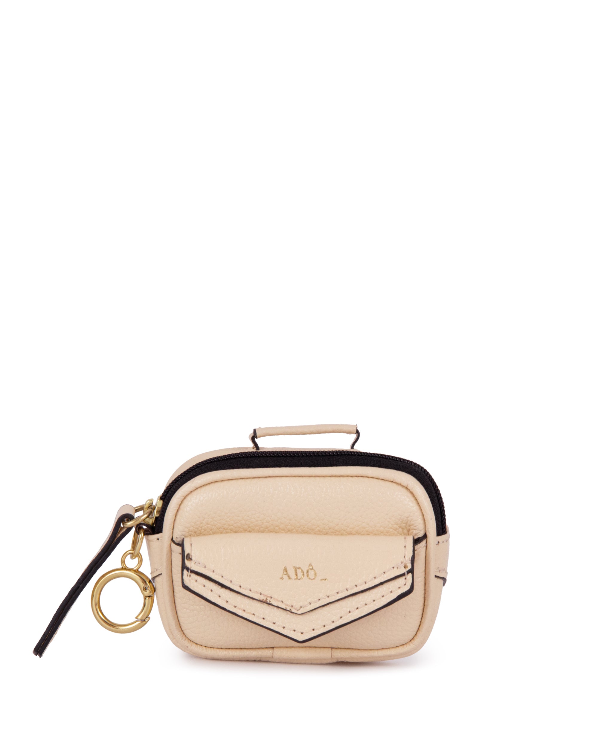 Mini Bag Charm Brick Couro Adô Cor Creme Brulee