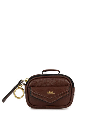 Mini Bag Charm Brick Couro Adô Cor Marrom Cacau