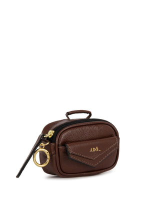 Mini Bag Charm Brick Couro Adô Cor Marrom Cacau