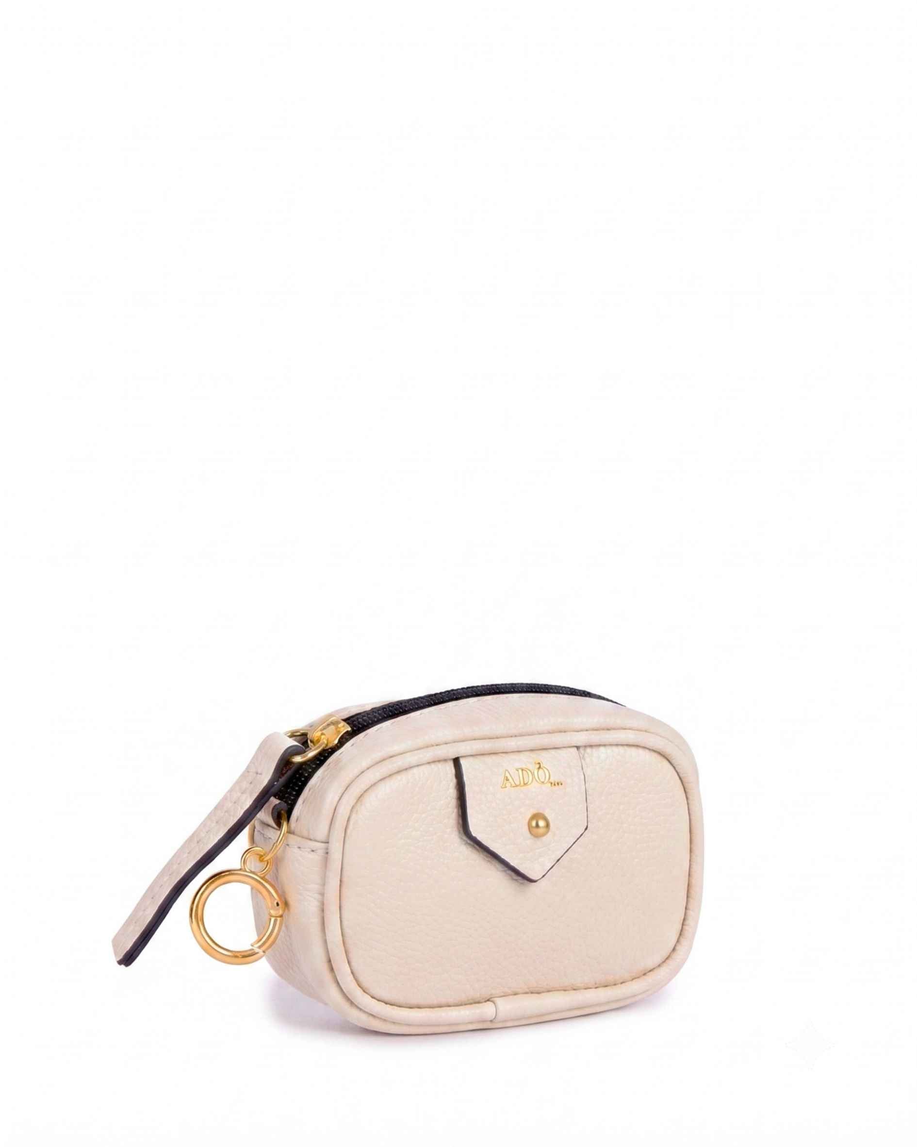 Mini Bag Charm Cla Couro Adô Cor Creme Brulee