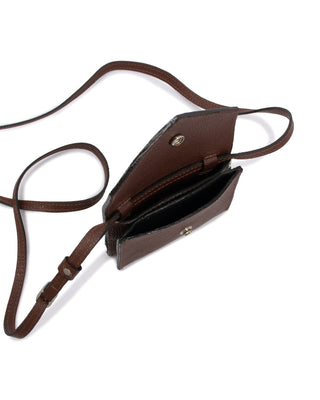 Mini Bolsa Cartucha Couro Adô Cor Marrom Cacau