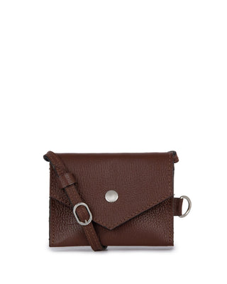 Mini Bolsa Cartucha Couro Adô Cor Marrom Cacau