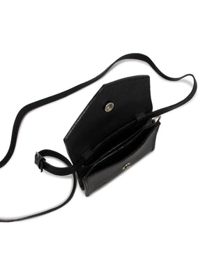 Mini Bolsa Cartucha Couro Adô Cor Preto
