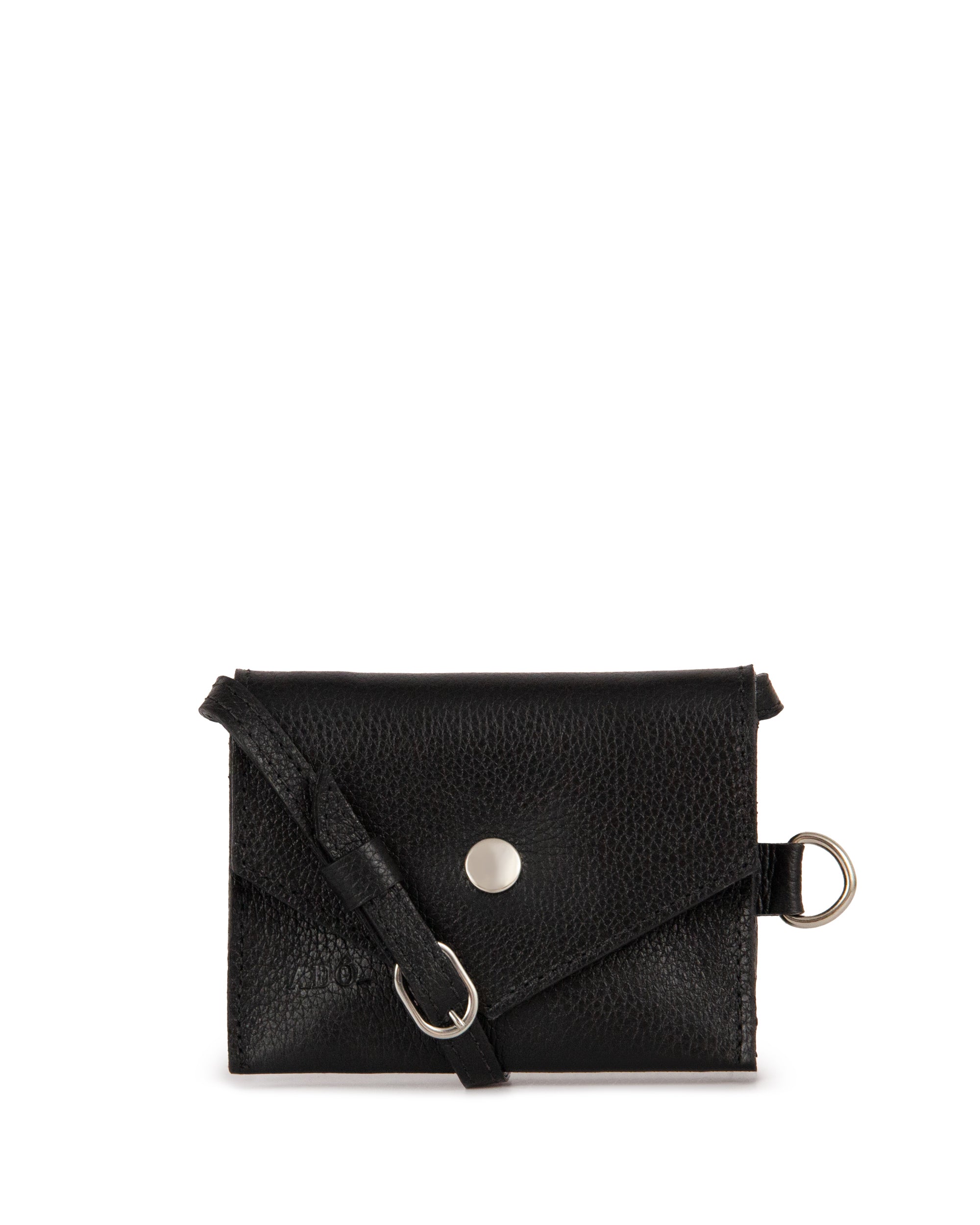 Mini Bolsa Cartucha Couro Adô Cor Preto