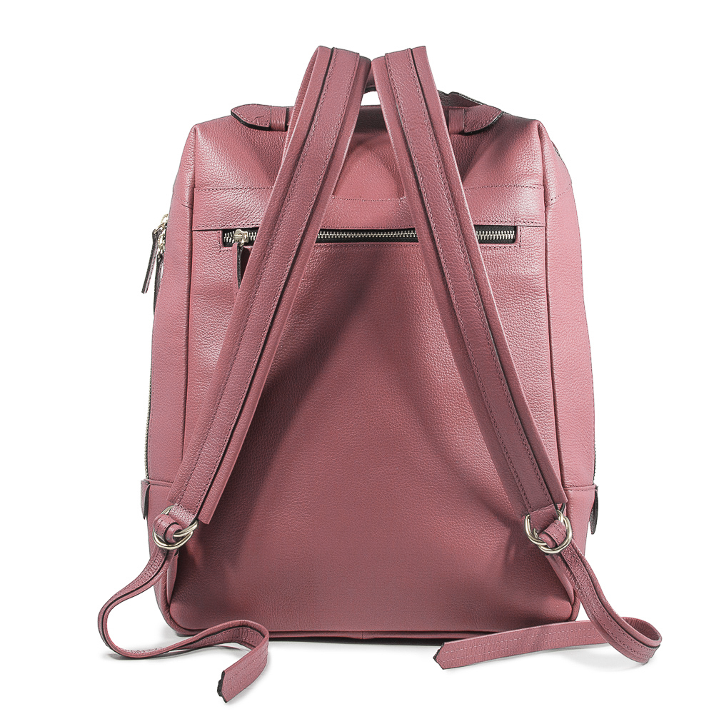 Mochila Block Grande Couro Adô Cor Rosa Mauve