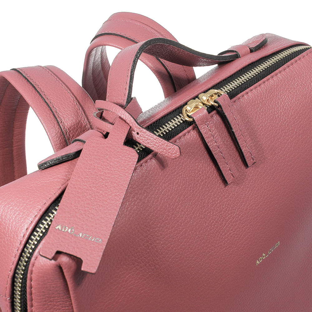 Mochila Block Grande Couro Adô Cor Rosa Mauve