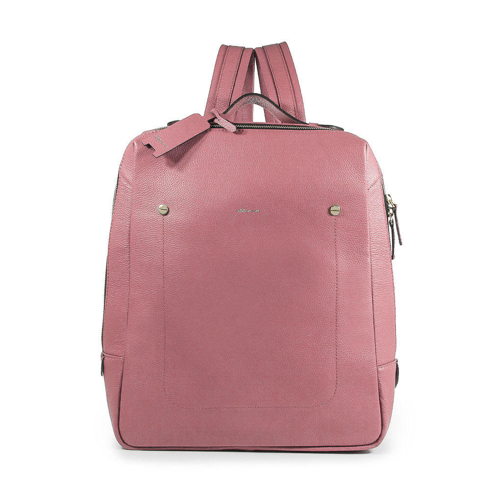 Mochila Block Grande Couro Adô Cor Rosa Mauve