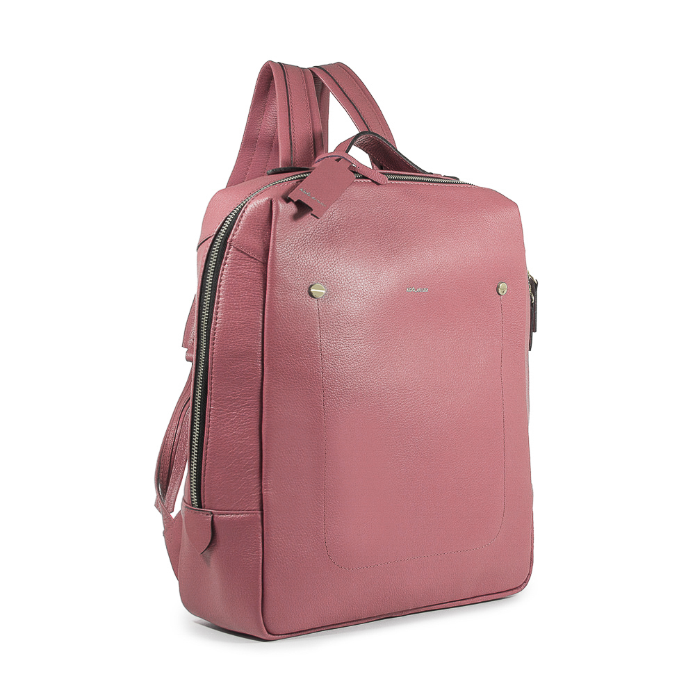 Mochila Block Grande Couro Adô Cor Rosa Mauve