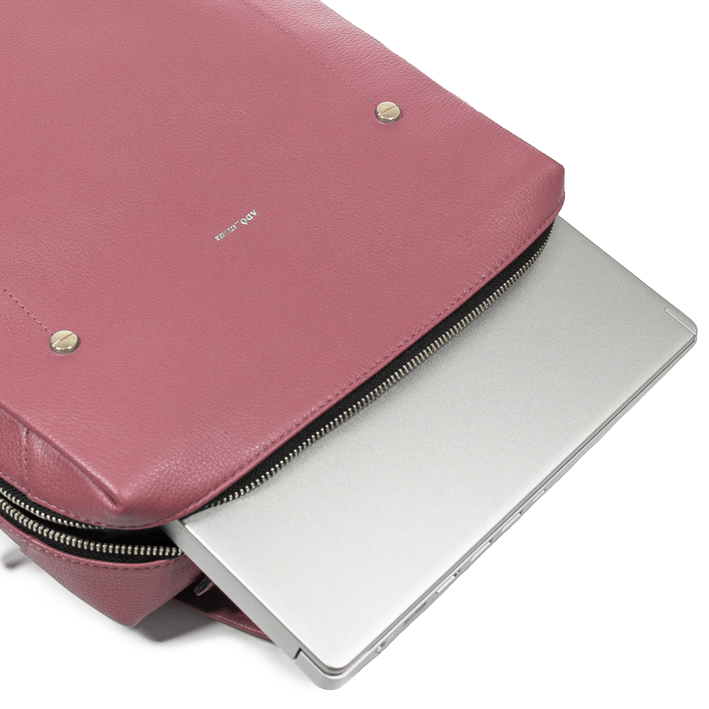 Mochila Block Grande Couro Adô Cor Rosa Mauve