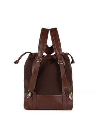 Bolsa Mochila Collab Cris G Couro Marrom Cacau Neoprene Pau Brasil