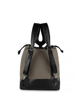 Bolsa Mochila Collab Cris G Couro Preto Neoprene Cimento