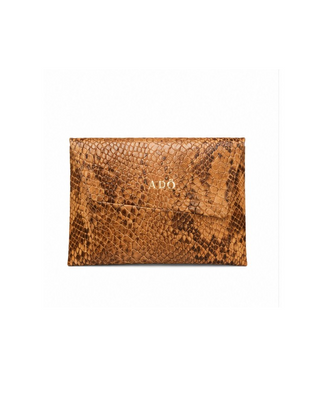 Porta Cartao Dobra Couro Estampado Adô Cor Snake Caramelo