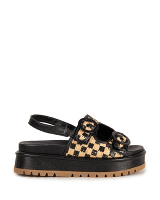 Papete Sheila Adô Couro e Ráfia Quadriculada