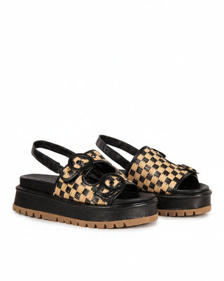 Papete Sheila Adô Couro e Ráfia Quadriculada