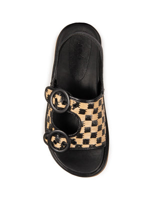 Papete Sheila Adô Couro e Ráfia Quadriculada