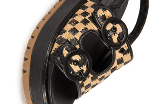 Papete Sheila Adô Couro e Ráfia Quadriculada