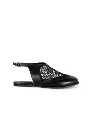 Sapatilha Doris em Mesh e Couro Adô Cor Preto