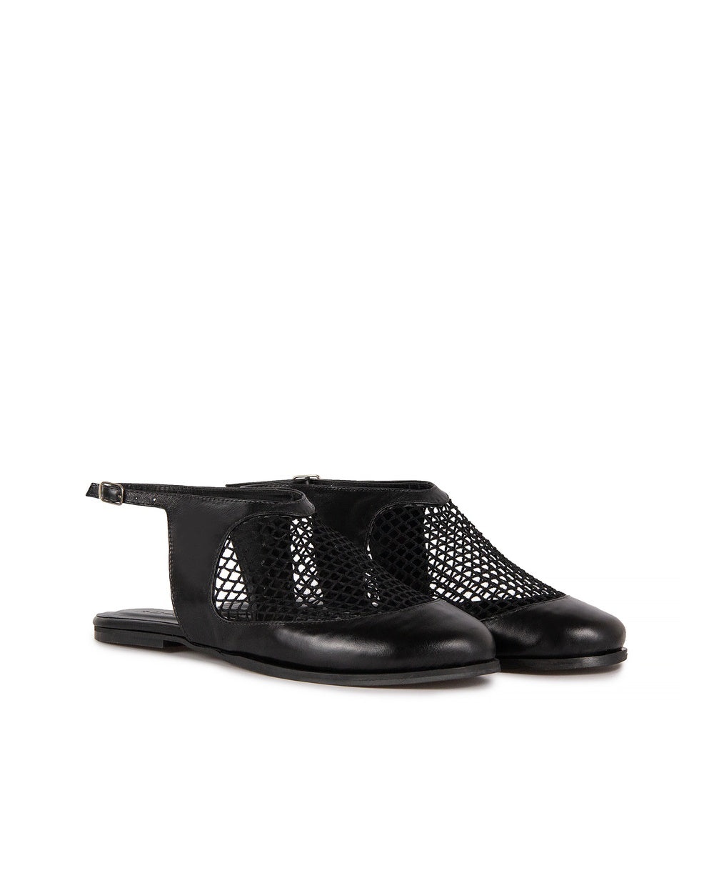 Sapatilha Doris em Mesh e Couro Adô Cor Preto