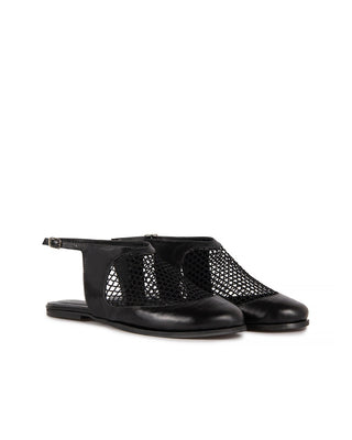 Sapatilha Doris em Mesh e Couro Adô Cor Preto