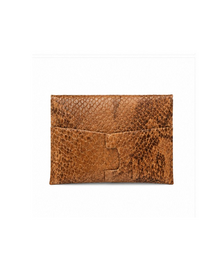 Porta Cartao Dobra Couro Estampado Adô Cor Snake Caramelo