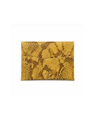Porta Cartao Dobra Couro Estampado Adô Cor Snake Mostarda